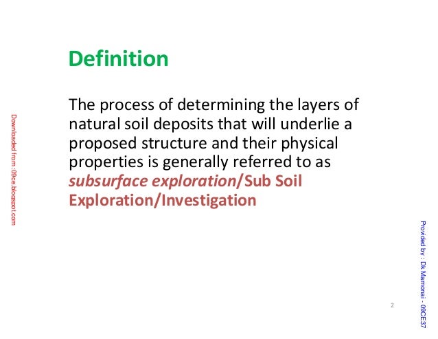 surface exploration meaning subsurface exploration ppt
